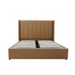 Winged High Modern Headboard with Gas lift bed base set - Queen - PU Leather Tan