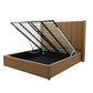 Winged High Modern Headboard with Gas lift bed base set - Queen - PU Leather Tan