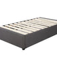 Long single bed base in charcoal with two drawers and solid pine slats.