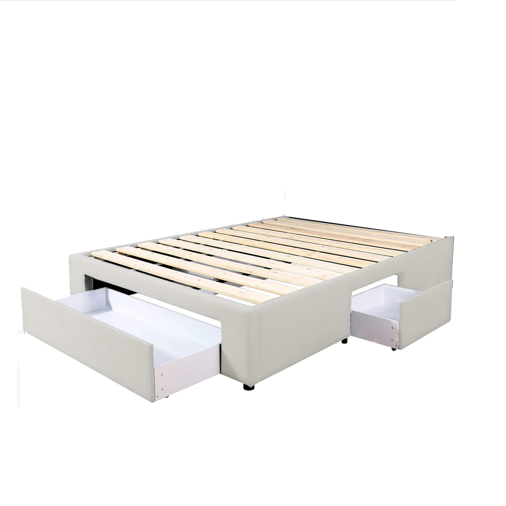 Bed Bases with 3 Drawers - Queen - Beige