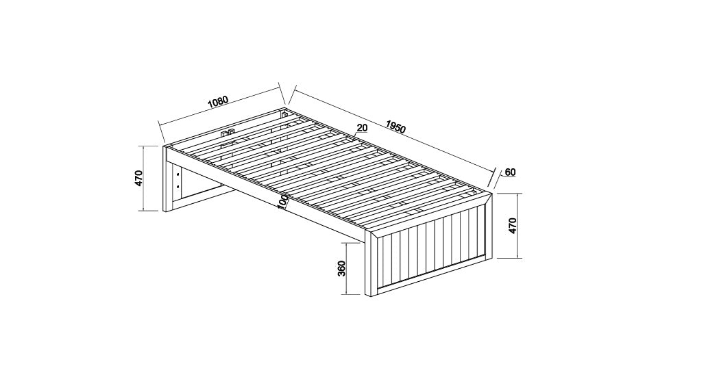 Costal Solid Pine Trundler bed frame - King Single - White
