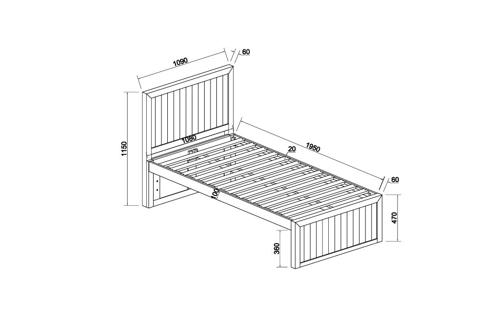 Costal Solid Pine Trundler bed frame - King Single - White