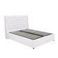 Classic Headboard with Gas lift bed base set - King - PU Leather White