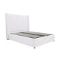Winged High Modern Headboard with Gas lift bed base set - King - PU Leather White