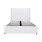 Winged High Modern Headboard with Gas lift bed base set - King - PU Leather White
