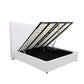 Winged High Modern Headboard with Gas lift bed base set - King - PU Leather White