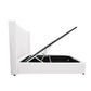 Winged High Modern Headboard with Gas lift bed base set - King - PU Leather White