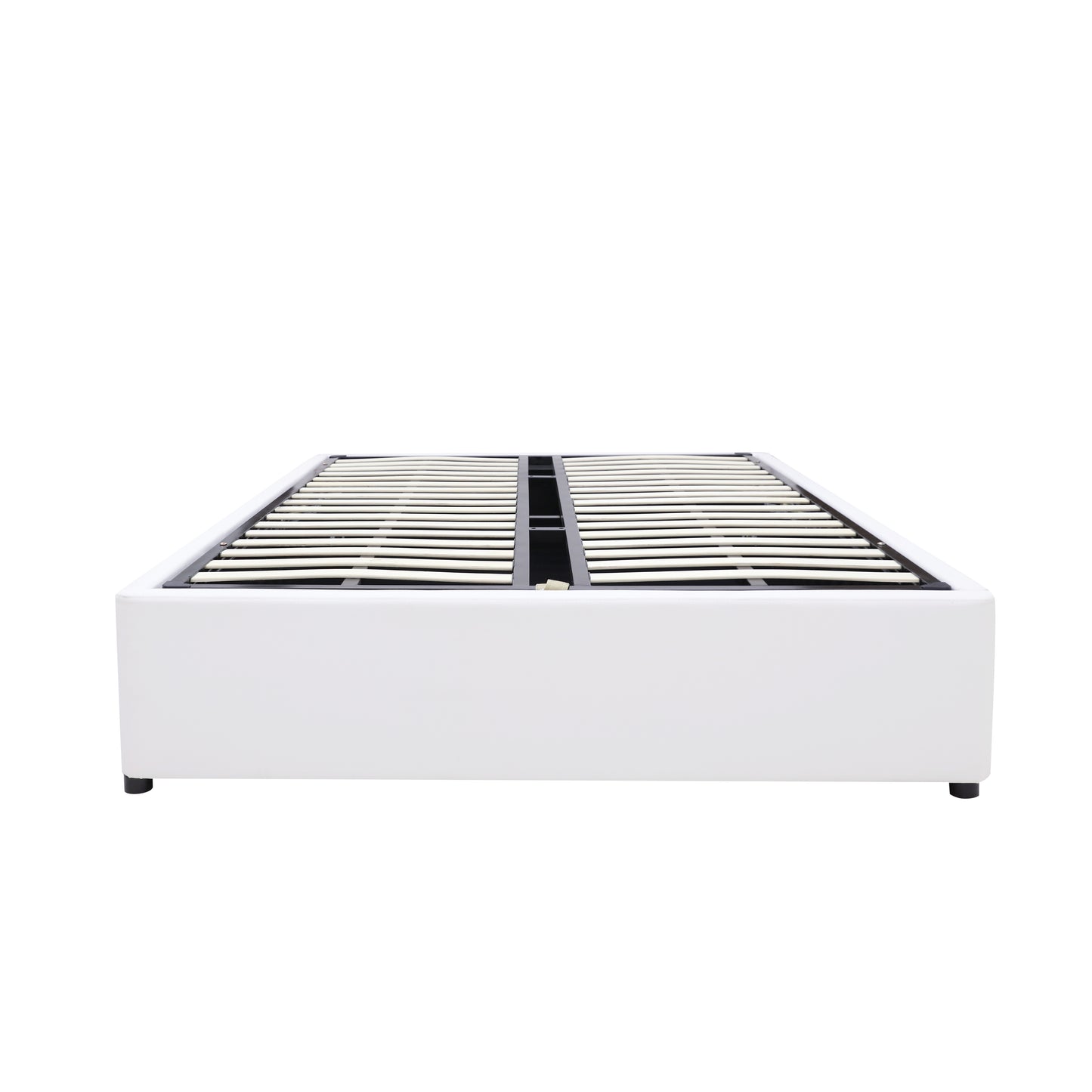 Gas Lift Storage Bed Base - Queen - PU Leather White