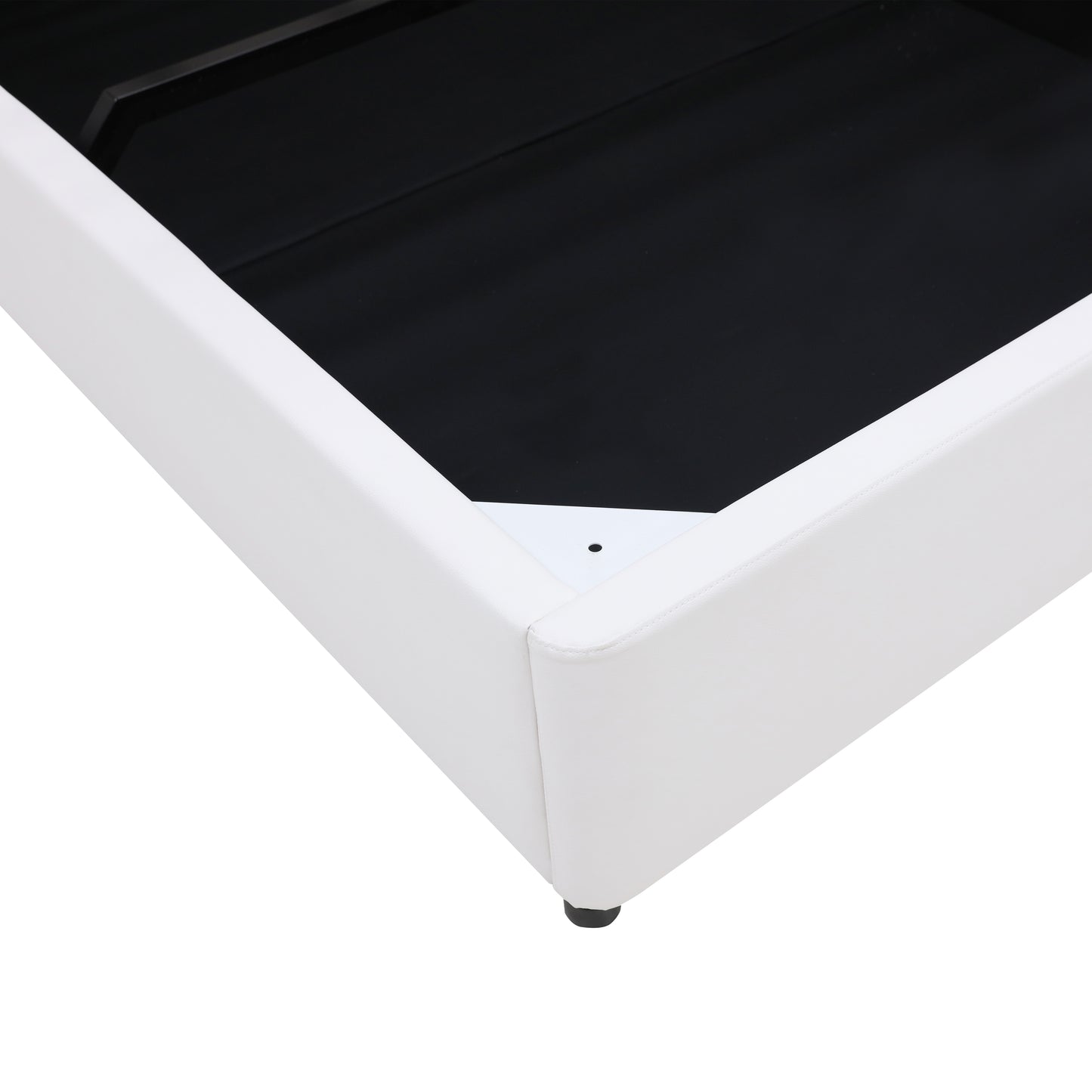 Gas Lift Storage Bed Base - Queen - PU Leather White