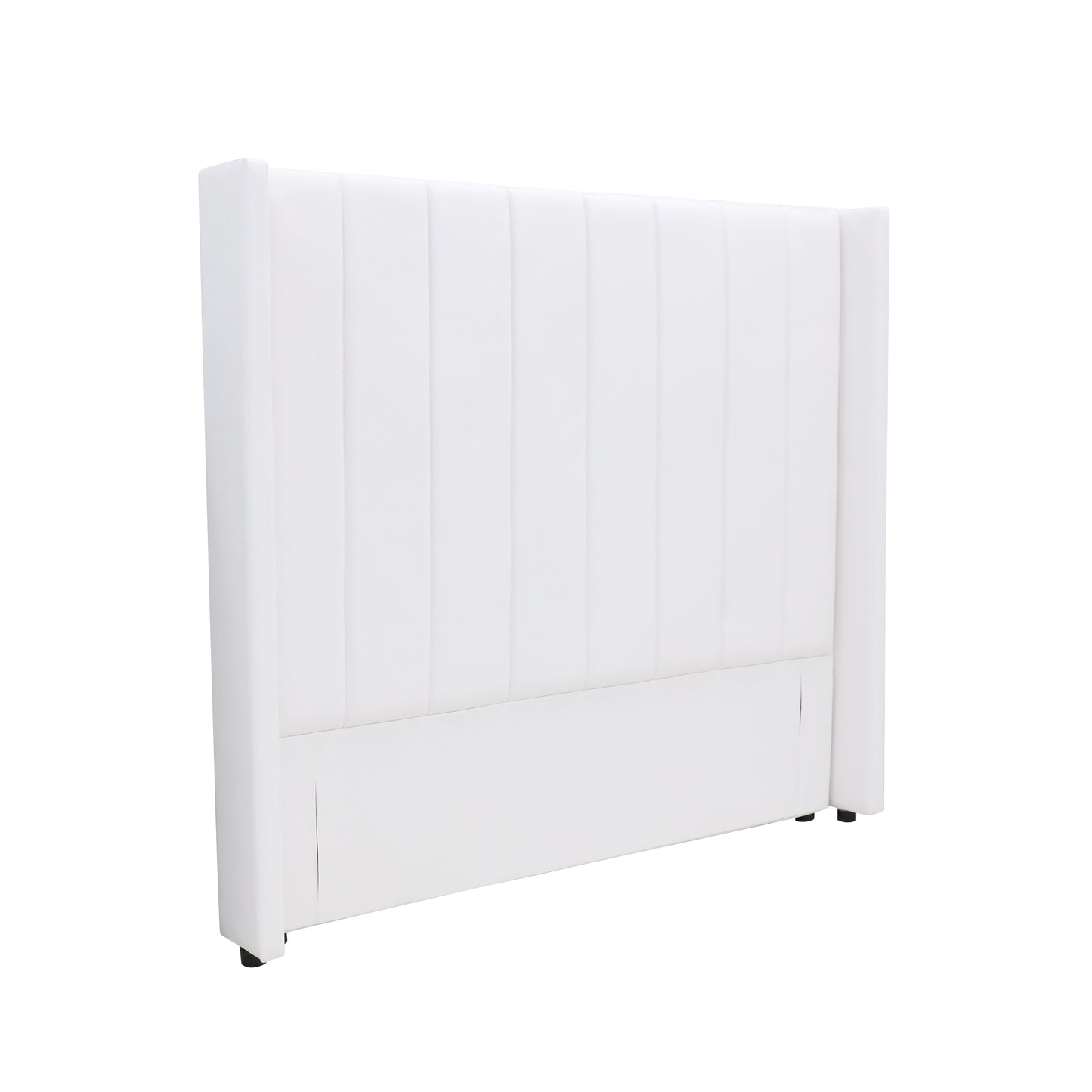 Winged High Modern Headboard - Queen - PU Leather White