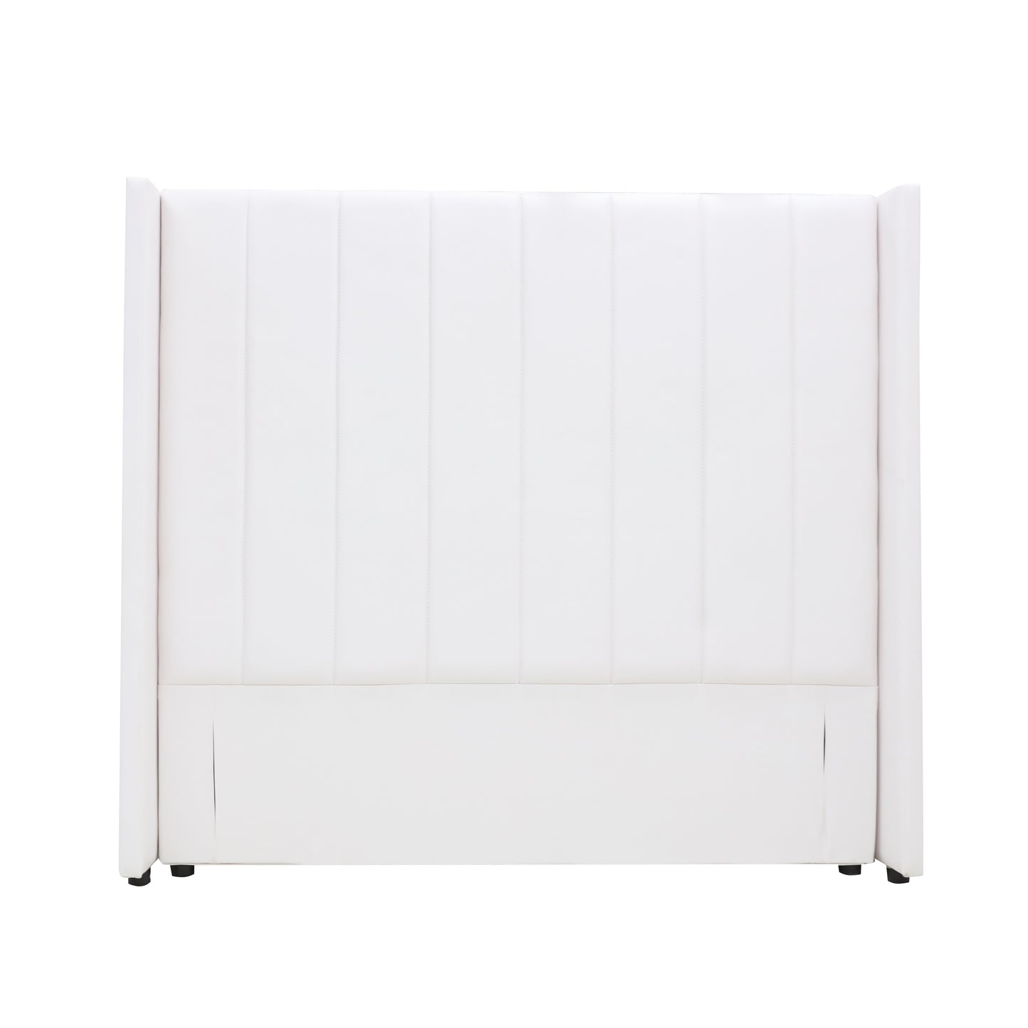 Winged High Modern Headboard - Queen - PU Leather White