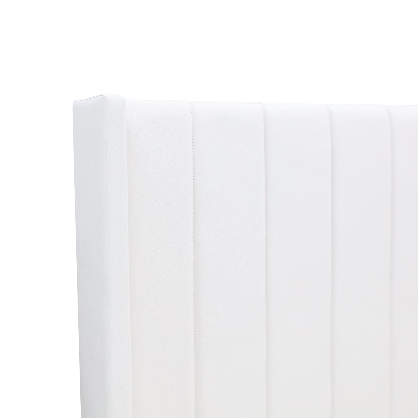 Winged High Modern Headboard - Queen - PU Leather White