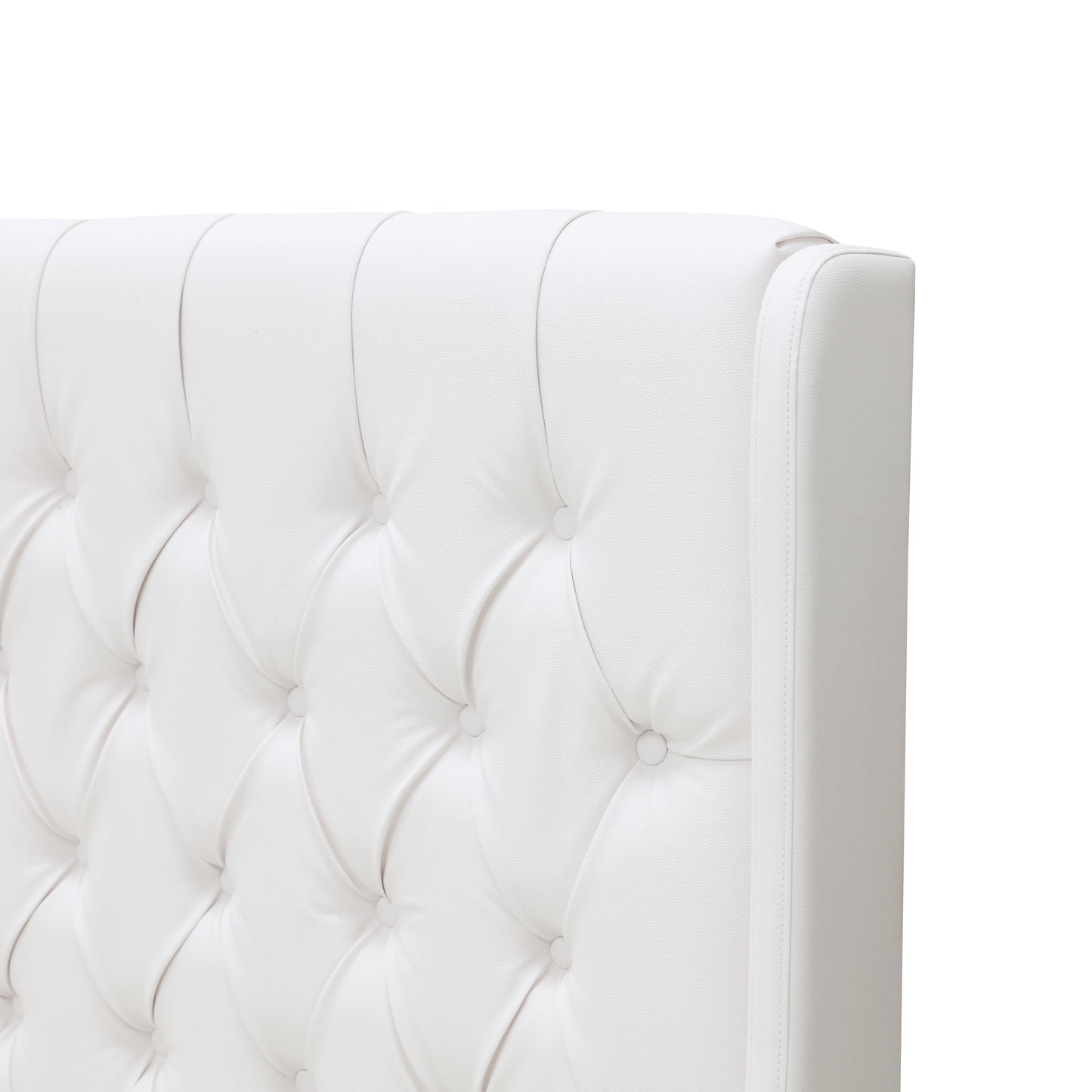 Classic Headboard with Wings - King- PU Leather White