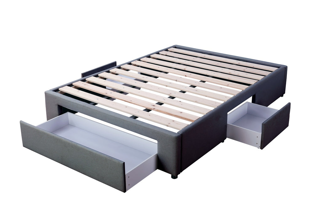 Bed Bases with 3 Drawers - Double - Charcoal