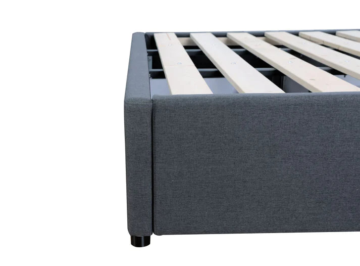 King Single Bed Bases With 2 Drawers- Charcoal