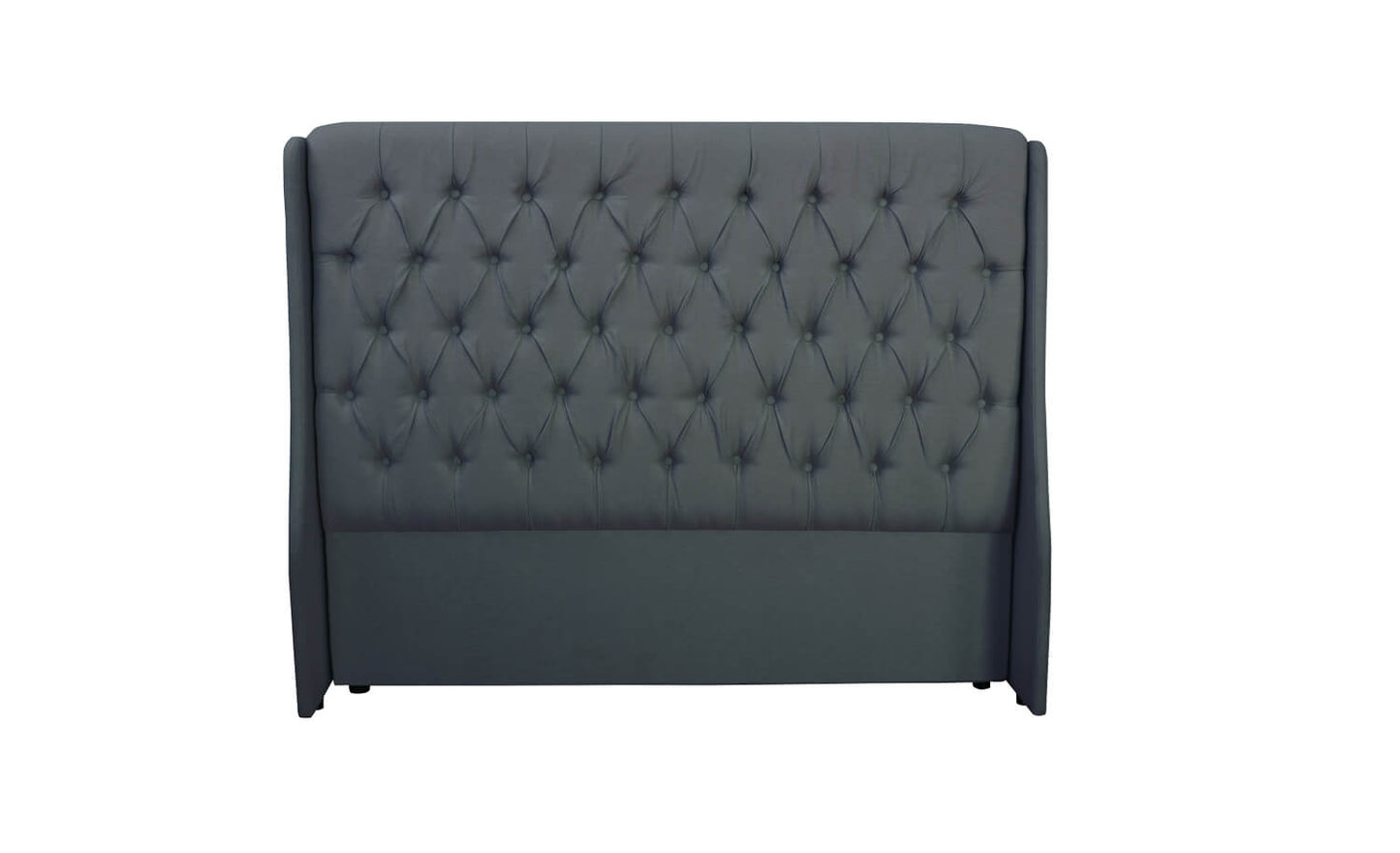 King-size classic headboard with wings in charcoal, featuring a pleated button design.