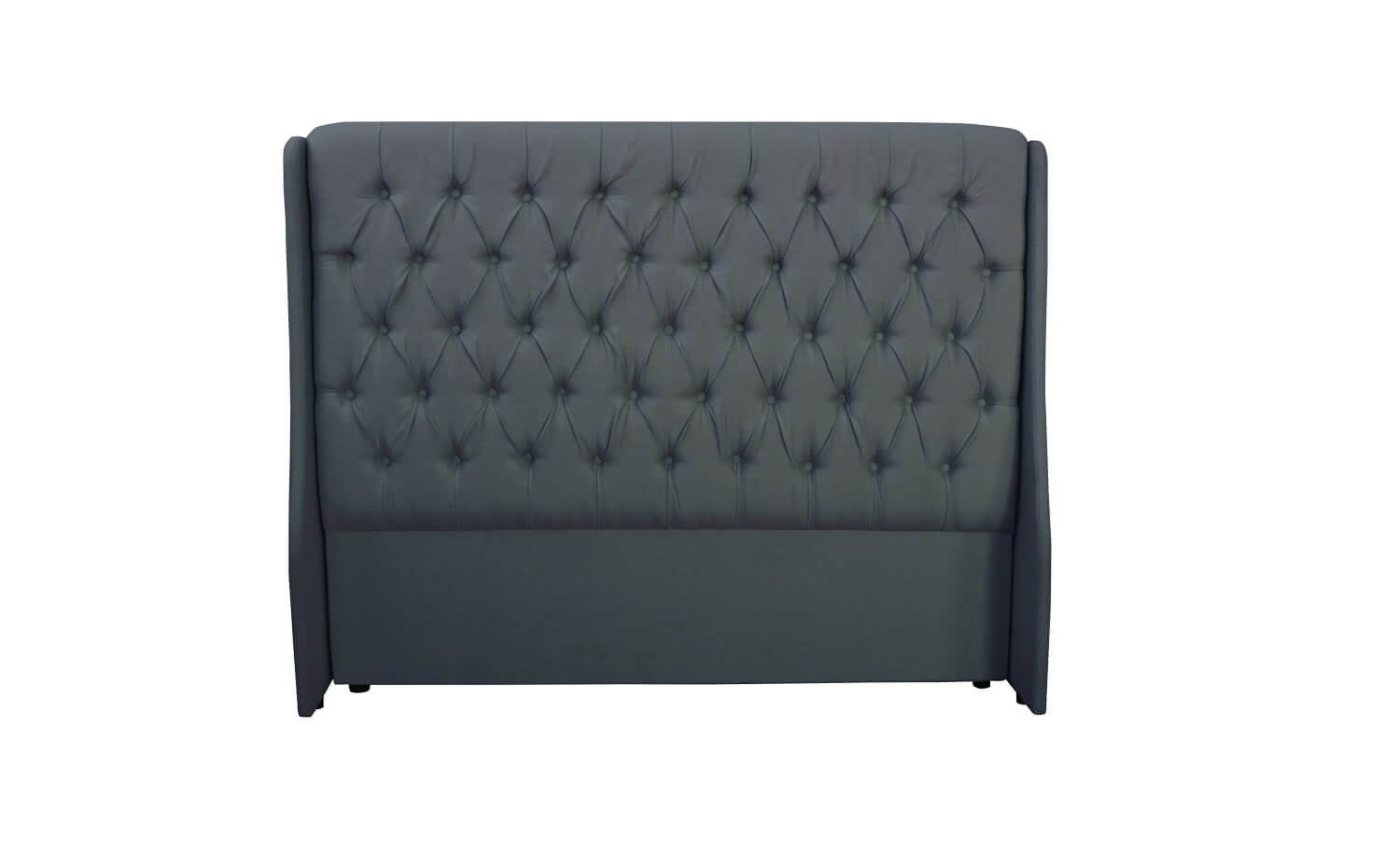 Queen-size classic headboard with wings in charcoal, featuring a pleated button design.